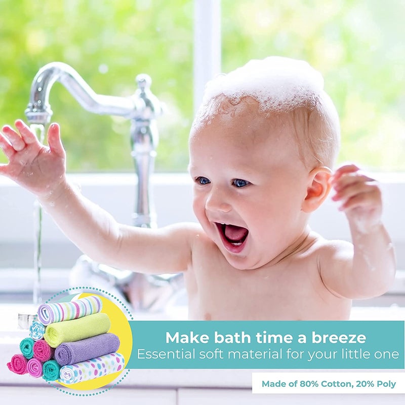 Spasilk Washcloth Wipes Set for Newborn Boys and Girls, Soft Terry Washcloth Set, Pack of 10, Aqua Bubbles, (010-1201) - Image 5